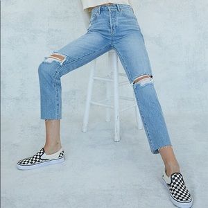 Pacsun ultra high rise button fly slim jeans.